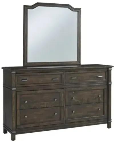 American Woodcrafters Farmwood Whiskey Barrell Queen Storage Bed Dresser & Mirror