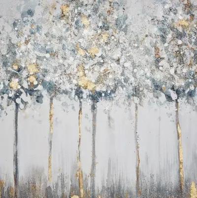 Olliix Madison Park Blue/White Winter Glaze Heavy Textured Canvas with Glitter Embellishment 2-Piece Set