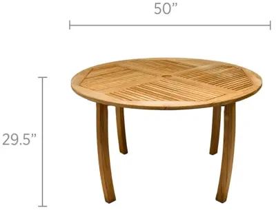 Royal Teak 50 Inch Round Outdoor Stationary Dolphin Dining Table