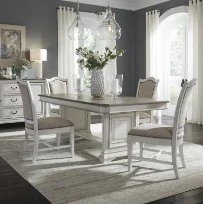 Liberty Furniture Abbey Park 5-Piece Antique White Trestle Dining Table Set