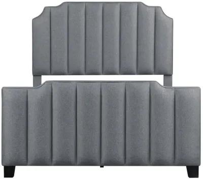 Coaster Fiona Upholstered King Panel Bed Light Grey