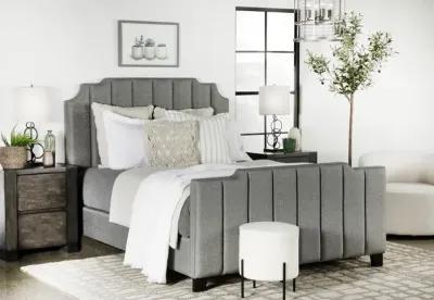 Coaster Fiona Upholstered King Panel Bed Light Grey