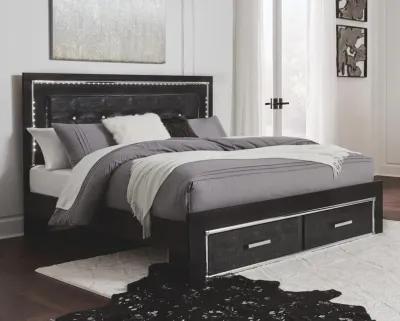 KAYDELL KING UPHOLSTERED PANEL BED WITH STORAGE BLACK SIGNATURE DESIGN