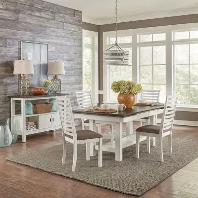 Liberty Furniture Brook Bay 5-Piece Two-Tone Carbon Grey/Textured White Trestle Dining Table Set