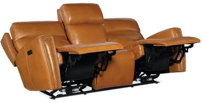 Hooker Furniture Ruthe Derrick Honey Zerog Power Leather Sofa with Power Headrest & Hidden Console