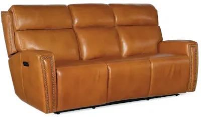 Hooker Furniture Ruthe Derrick Honey Zerog Power Leather Sofa with Power Headrest & Hidden Console