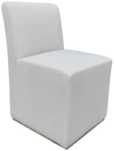 THE CARTER ROLLING DINING SIDE CHAIR WITH REVOLUTION SAND LINEN FABRIC