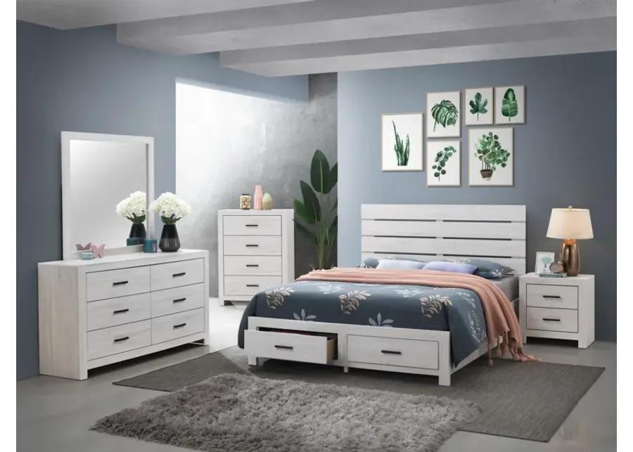 Brantford Wood King Storage Panel Bed Coastal White