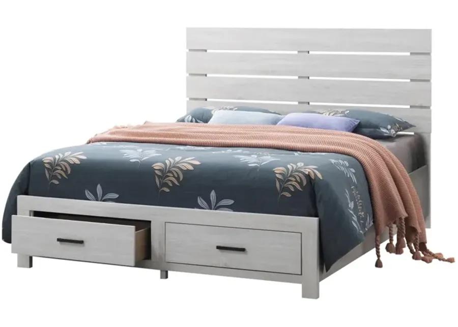 Brantford Wood King Storage Panel Bed Coastal White