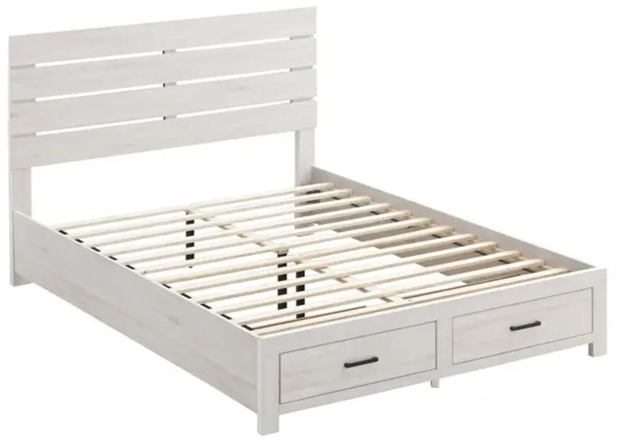 Brantford Wood King Storage Panel Bed Coastal White