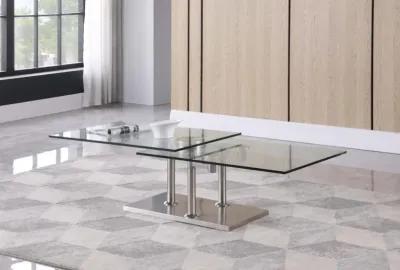 CONTEMPORARY MOTION DUAL GLASS TOP COCKTAIL TABLE