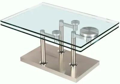 CONTEMPORARY MOTION DUAL GLASS TOP COCKTAIL TABLE