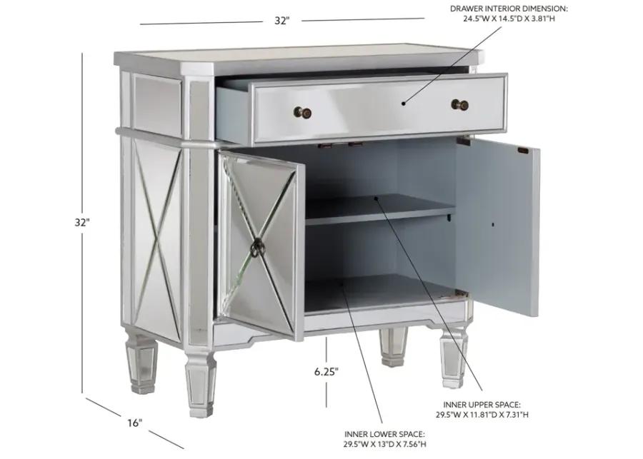 MIRRORED 1 DRAWER 2 DOOR CONSOLE