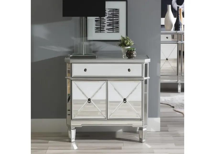 MIRRORED 1 DRAWER 2 DOOR CONSOLE