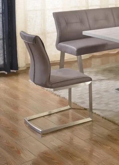 Chintaly Kalinda Grey Contemporary Cantilever Side Chair with Highlight Stitching