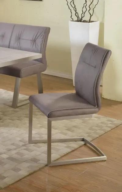 Chintaly Kalinda Grey Contemporary Cantilever Side Chair with Highlight Stitching