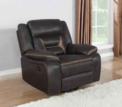 Coaster Greer Upholstered Swivel Glider Recliner Chair Brown