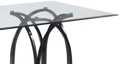 Chintaly Juliette 44 Inch X84 Inch Glass Top Dining Table with Art Deco Steel Base