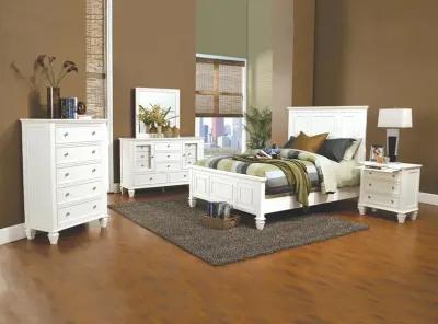 Sandy Beach Wood California King Panel Bed Cream White