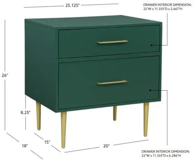 GLORIA 2-DRAWER NIGHTSTAND - DARK GREEN