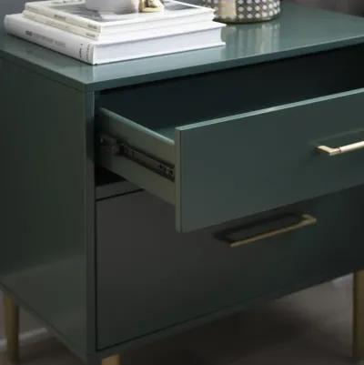 GLORIA 2-DRAWER NIGHTSTAND - DARK GREEN