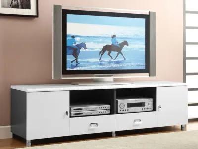 Coaster Burkett 2-Door Engineered Wood 71 Inch TV Stand White High Gloss