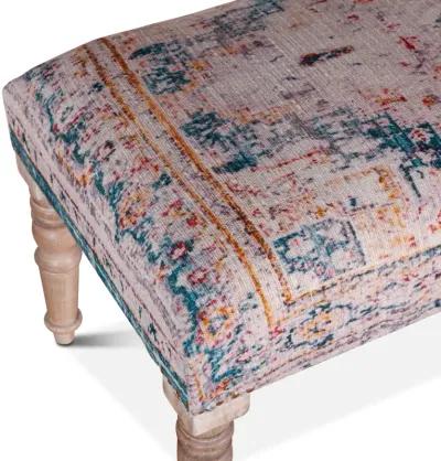 MARRAKECH TURQUOISE PRINT UPHOLSTERED BENCH