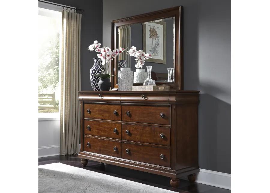 KING SLEIGH BED DRESSER & MIRROR - RUSTIC TRADITIONS