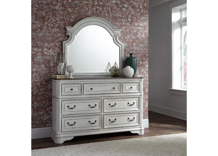 KING CALIFORNIA PANEL BED DRESSER & MIRROR - MAGNOLIA MANOR