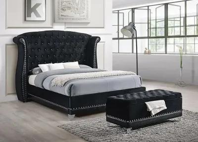 Coaster Barzini Upholstered King Wingback Bed Black