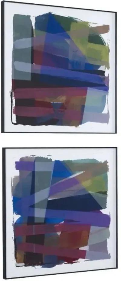 Uttermost Vivacious 2-Piece Blue/Dark Brown/Green/Orange/Purple/White Abstract Framed Prints Set