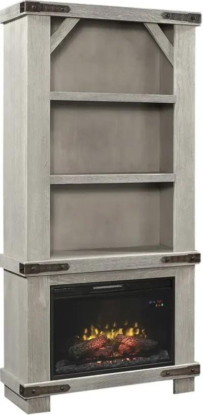 SAWYER LIGHTHOUSE GREY 74 INCH FIREPLACE BOOKCASE