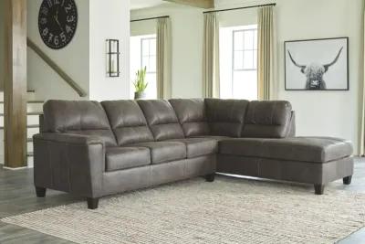 Ashley Navi 2-Piece Sleeper Sectional with Chaise Right-Arm Facing Smoke