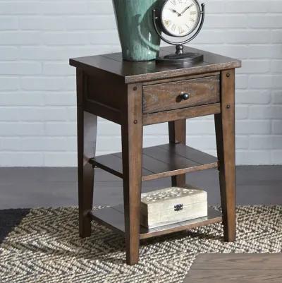 Liberty Furniture Lake House Rustic Brown Oak Chair Side Table