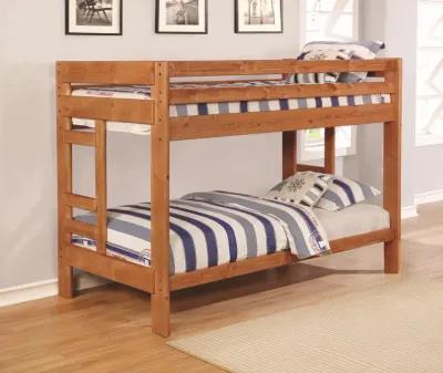 Wrangle Hill Wood Twin Over Twin Bunk Bed Amber Wash