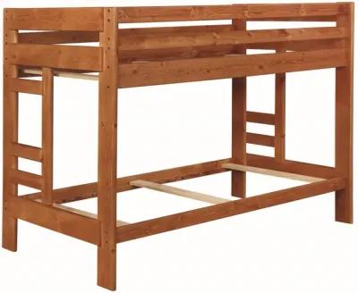 Wrangle Hill Wood Twin Over Twin Bunk Bed Amber Wash