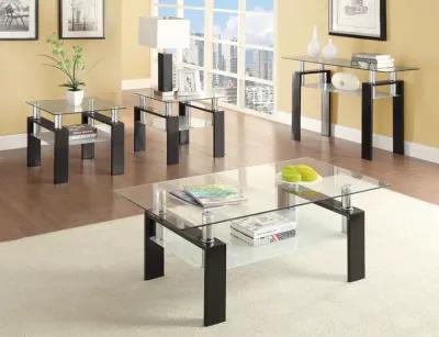 Coaster Dyer Rectangular Glass Top Entryway Sofa Console Table Black