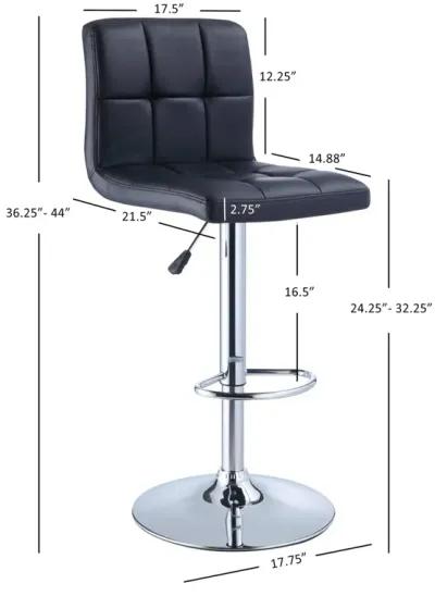 Powell Black Quilted Faux Leather & Chrome Adjustable Height Bar Stool