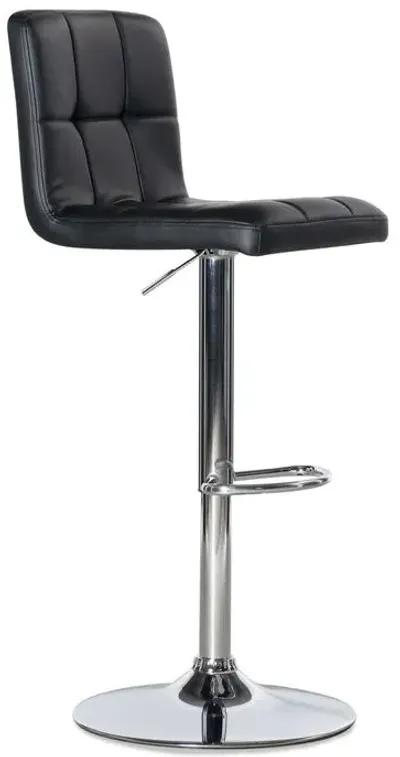 Powell Black Quilted Faux Leather & Chrome Adjustable Height Bar Stool