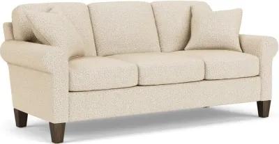 Flexsteel South Haven White Moondust Rolled Arm Sofa with Square Legs