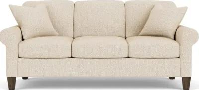 Flexsteel South Haven White Moondust Rolled Arm Sofa with Square Legs