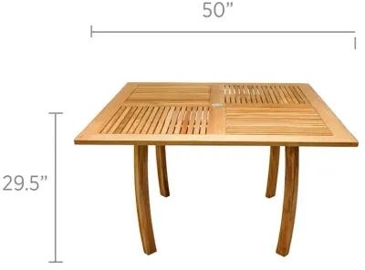 Royal Teak 50 Inch Square Outdoor Stationary Dolphin Dining Table