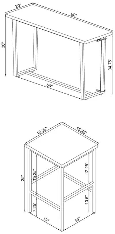 4PC COUNTER HEIGHT TABLE SET (WHITE MARBLE)