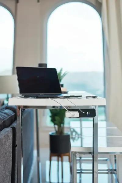 4PC COUNTER HEIGHT TABLE SET (WHITE MARBLE)