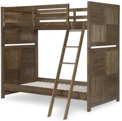 Kids/Teens Summer Camp Brown Complete Twin Over Twin Bunk Bed Brown Finish