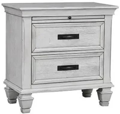 Coaster Franco 2-Drawer Nightstand Distressed White