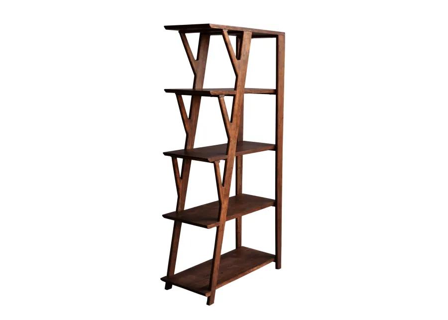 WILLOW MID-CENTURY MODERN SOLID ACACIA WOOD FOUR SHELF BOOKCASE ETAGERE