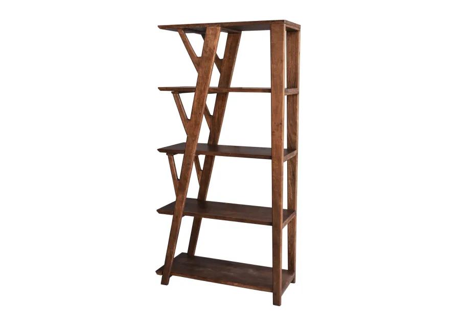 WILLOW MID-CENTURY MODERN SOLID ACACIA WOOD FOUR SHELF BOOKCASE ETAGERE