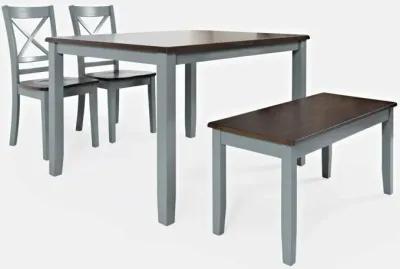 Jofran Asbury Park Table with 2 Chairs, Bench Grey Autumn Brown