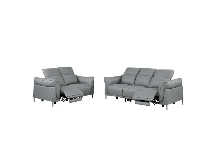 NASHVILLE GREY CONTEMPORARY SET WITH ONE-TOUCH RECLINING SOFA & LOVE SEAT